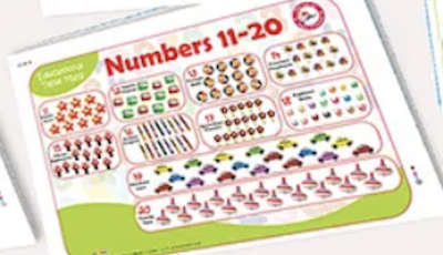 Jolly Kids Picture Learning Educational Table Mat - Numbers 11-20